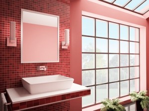baie moderna rosu combinat alb